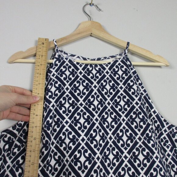 Boden Women Blue Geometric Sleeveless Racer Neck Mini Dress 8 Jersey Summer 194 - Picture 8 of 10